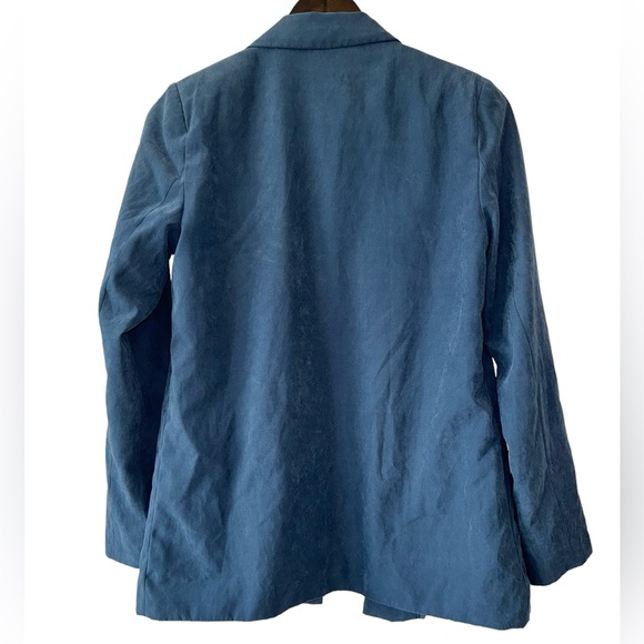 Forever 21 Women’s Faux Suede Blue Open Blazer Front Pockets Work Business Sz S - Picture 5 of 9